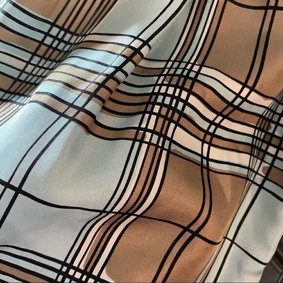 BCBG MaxAzaria black and plaid silk dress spaghetti straps fully lined - Picture 16 of 17